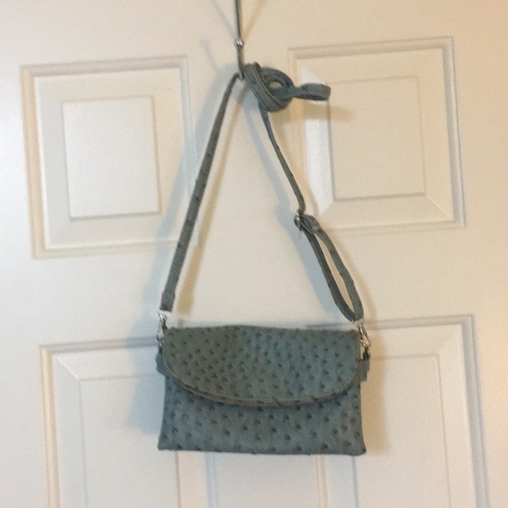 Light blue crossbody ostrich purse
